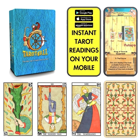 Tarot 4 All Deck with Tin Box Deluxe 78 Tarot Cards - Picture 1 of 8